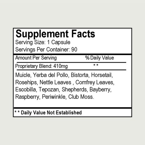 Formula #69 Herbal Blood Boost Supplement Facts